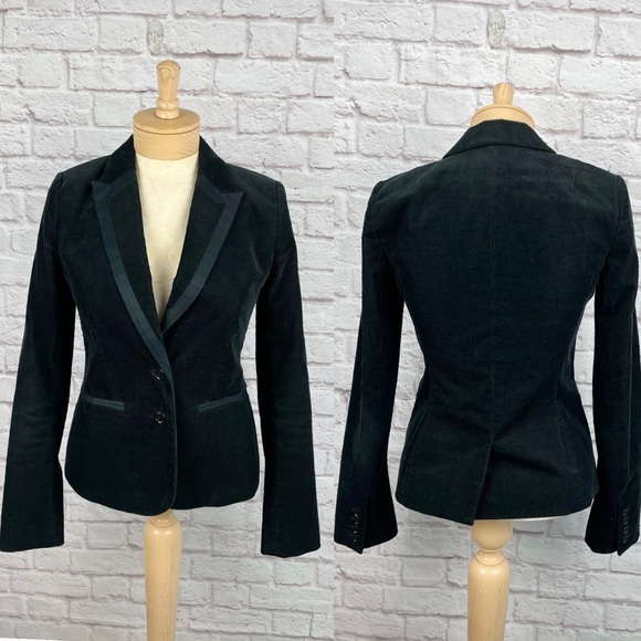 Club Monaco Black Velvet Tuxedo Style Blazer Size 4 - Picture 1 of 6
